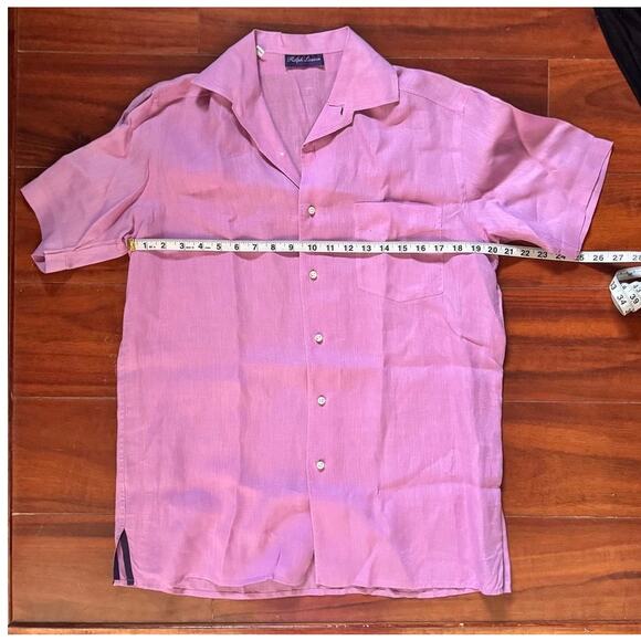 Ralph Lauren Purple Label 100% Linen Camp Shirt Pink Made in Italy M - Picture 16 of 16